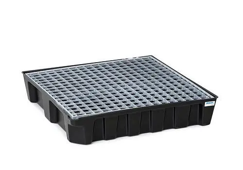DENIOS base-line Kleingebindewanne base-line aus Polyethylen (PE) mit Ablauf und verzinktem Gitterrost 70 Liter 290892