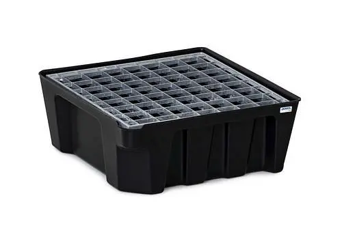 DENIOS base-line Kleingebindewanne base-line aus Polyethylen (PE) mit Ablauf und verzinktem Gitterrost 14 Liter 290890
