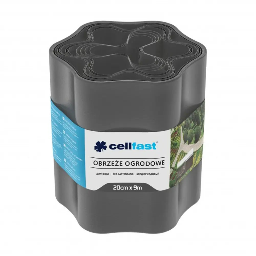 Anti-Rutsch Cellfast Rasenkante Gewellt Gartenzaun Beeteinfasung Mähkante Garten Palisade Schwarz (20cm x 9m)