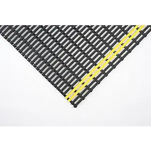Anti-Rutschmatte, Recycling-PVC, 10 m Rolle, Breite 1000 mm, schwarz/gelb. mit Noppenunterseite