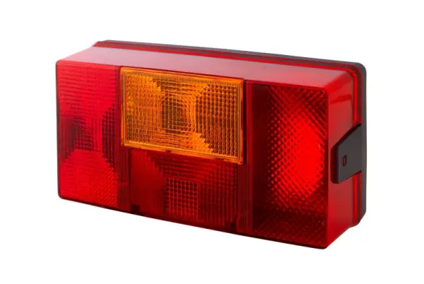 HELLA Heckleuchte Glühlampe 12/24V Anbau Lichtscheibenfarbe: rot/gelb Stecker: Flachstecker links Kennzkalibrierenlicht 2...