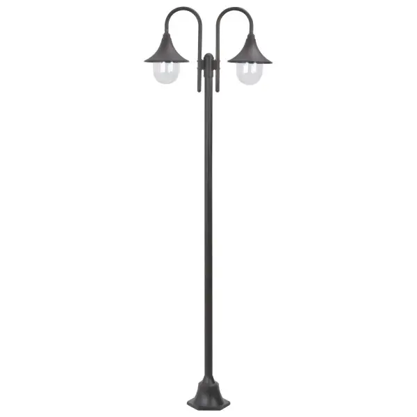 vidaXL Garten-Pollerleuchte E27 220 cm Alukleinformatum 2-Laterne Bronze 44209