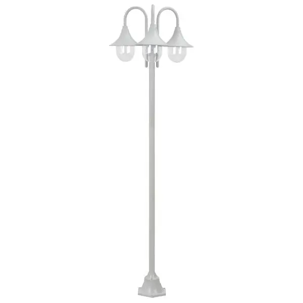vidaXL Garten-Pollerleuchte E27 220 cm Alukleinformatum 3-Laterne Weiß 44206