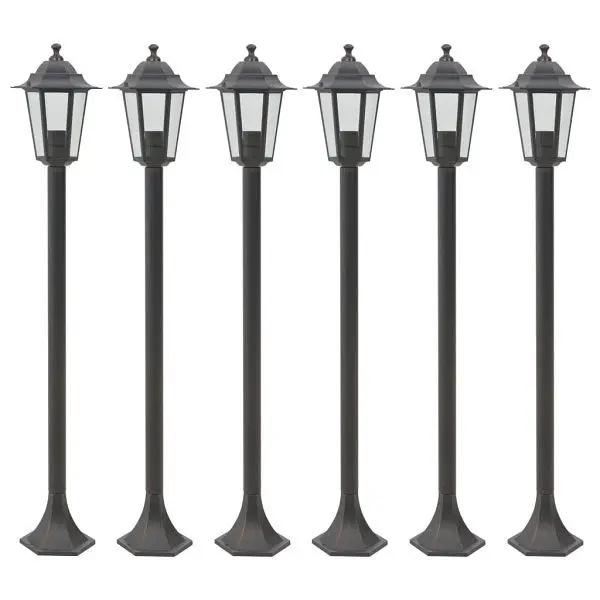 vidaXL Garten-Pollerleuchte 6 Stück E27 110 cm Alukleinformatum Bronzefarben 44205
