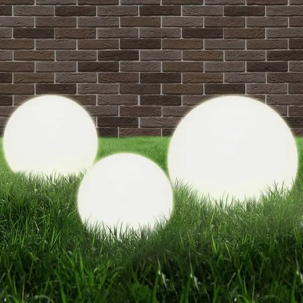 vidaXL LED-Gartenleuchten-Set 3-teilig Kugelförmig 20/30/40 cm PMMA 50659