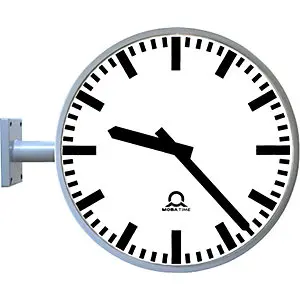 Außenuhr METROLINE, doppelseitig, weißaluminium. aus Metall mit Kunststoffglas