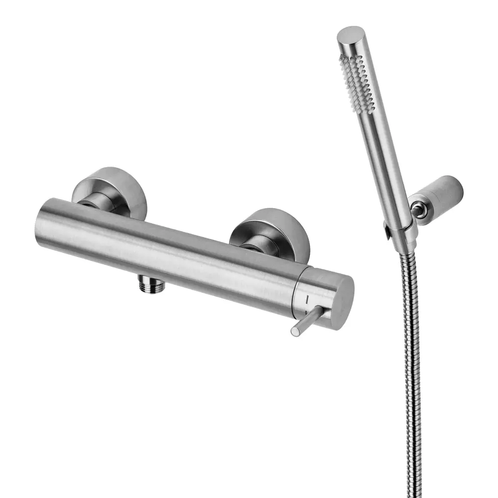 Externer Duschmischer mit Wandhalterung und Handbrause Paffoni Light Edelstahl Looking