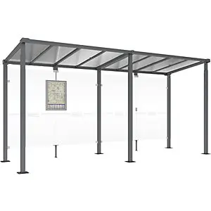 Wartehalle MILANO, ohne Seitenverkleidung, Breite 5040 mm, anthrazitgrau.