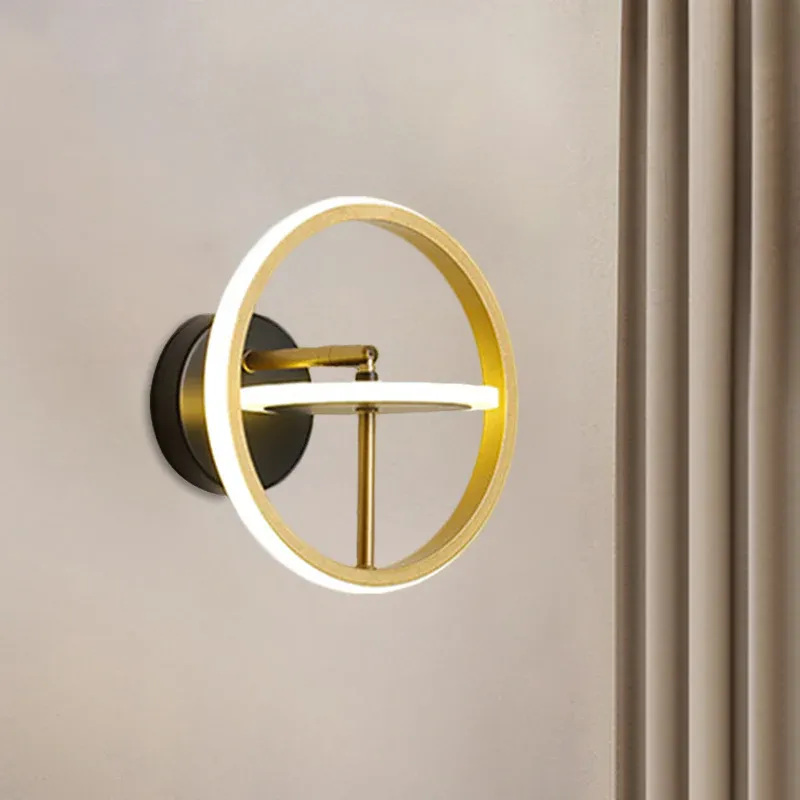 Lenkrad-drehbares Wandleuchten-Set, moderne Aluminium-Gold-LED-Wandleuchte mit warmem/weißem Licht