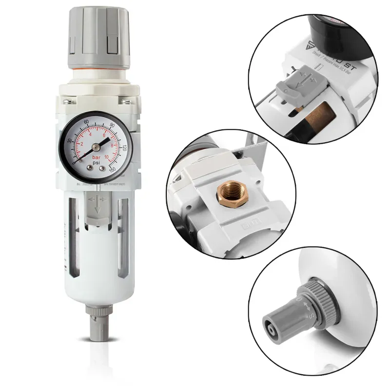 E85-taugliche STAHLWERK Wasserabscheider bis 10,5 bar für Druckluftkompressoren Druckluftwerkzeuge Wartungseinheit Filter...