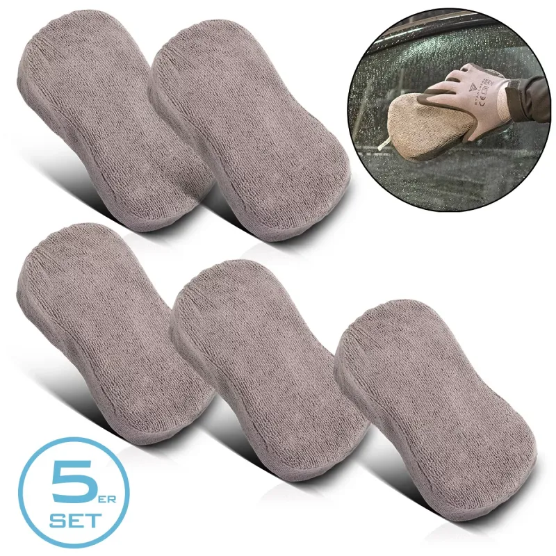 STAHLWERK Autoschwamm im 5er Set 22 x 11 x 5 cm Mikrofaser-Schwamm | Autowaschschwamm | Reinigungsschwamm | Putzschwamm | ...