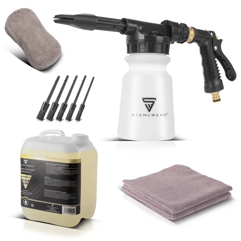 STAHLWERK Autowasch-Schaumspritzpistole RP-91 ST mit abnehmbarem Behälter für Reinigungsmittel im Set mit 5 Liter Univer...