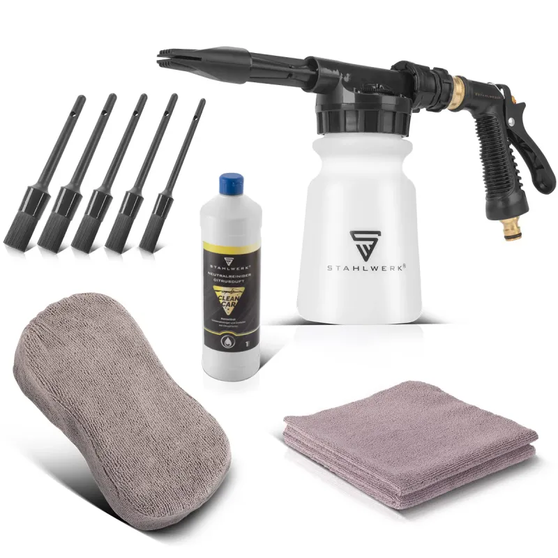 STAHLWERK Autowasch-Schaumspritzpistole RP-91 ST mit abnehmbarem Behälter für Reinigungsmittel im Set mit 1 Liter Univer...