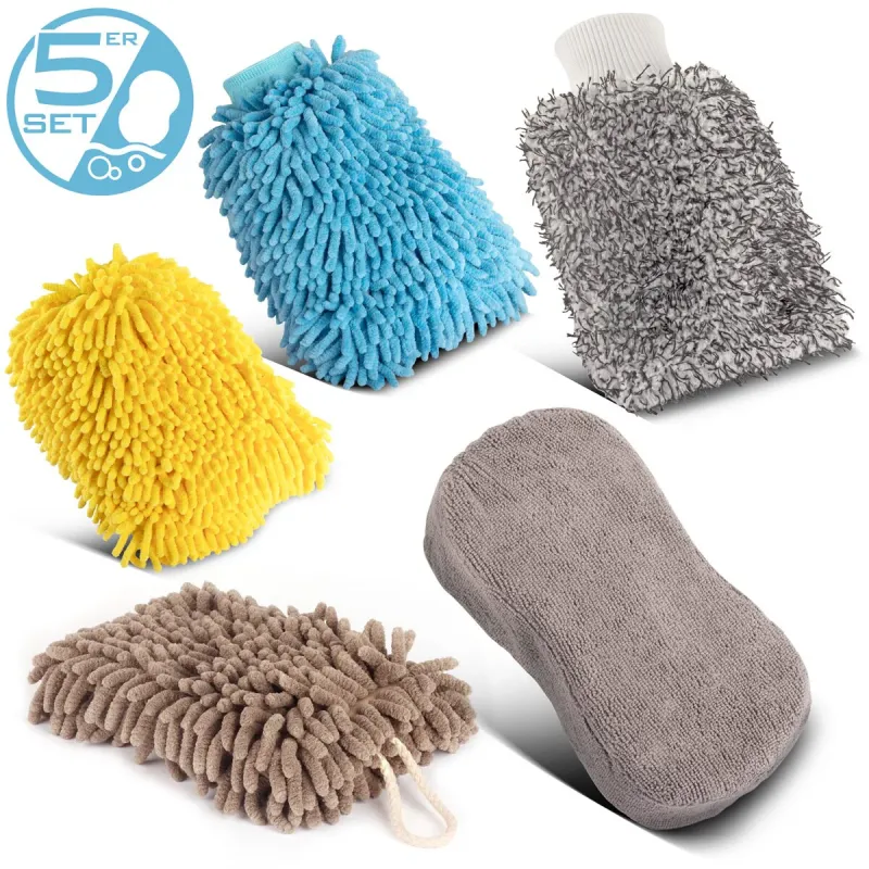 Steelworks car wash glove 5 Set cleaning glove | Microfaser-material sponge | Microfiber cloth | Auto -Wamm | Microfiber g...