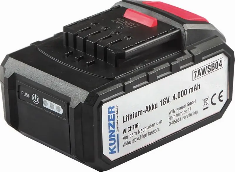 Kunzer Lithium-Akku 18V für 7ASW125 und 7ASS03 7AWSB04