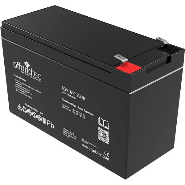 Offgridtec AGM 7Ah 20HR 12V - Solar Batterie Akku Extrem zyklenfest 2-01-001000