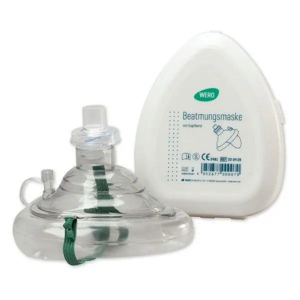 WERO Beatmungsmaske inklusive Einwegventil Kopfband und O2 Anschluss 220429