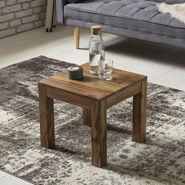 Wohnling Couchtisch Massivholz Sheesham 45 cm breit WL1.204
