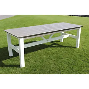 Außenmöbelserie VIKING, Tisch LxBxH 2200 x 900 x 770 mm, grau / weiß.