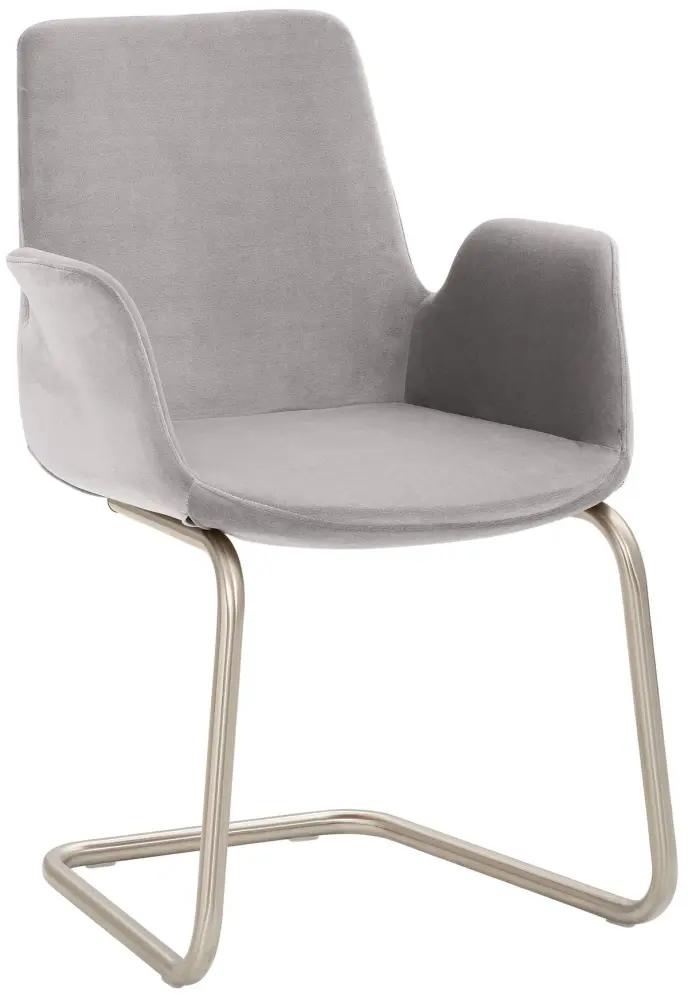 Mayer Sitzmöbel Sessel Freischwinger-Gestell Chrom gebürstet Edelstahllook graublau 2009_F4_30604