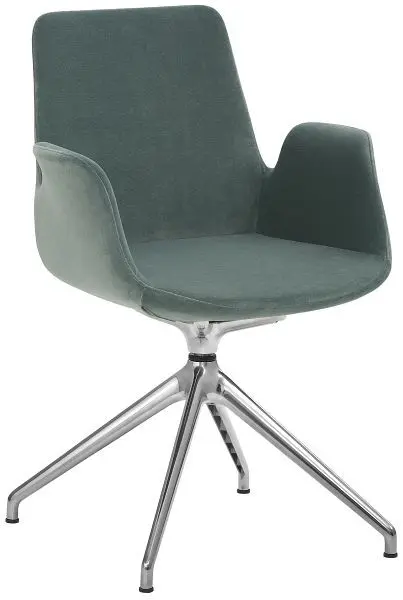 Mayer Sitzmöbel Sessel myHELIOS Sitz-/ + Rückenbezug Samtvelour Aqua Sternfuß-Gestell Alu poliert 2009_S1_30606