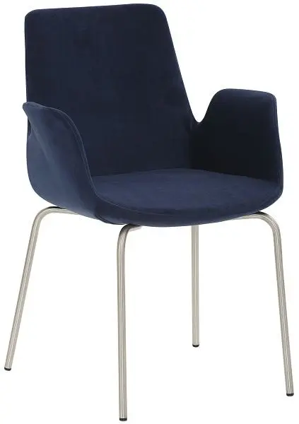 Mayer Sitzmöbel Sessel myHELIOS Sitz-/ + Rückenbezug Samtvelour Dunkelblau Vierfußgestell Chrom gebürstet 2009_V4_30602