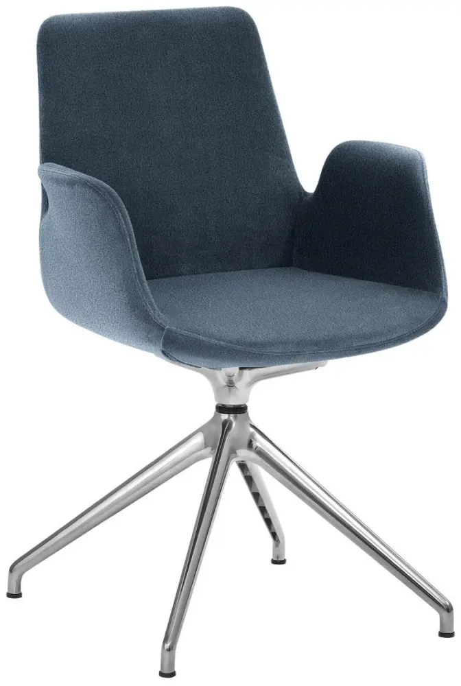 Mayer Sitzmöbel Sessel Sternfuß-Gestell Alu poliert 360° drehbar blau-meliert 2009_S1_26652
