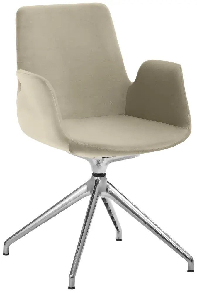 Mayer Sitzmöbel Sessel Sternfuß-Gestell Alu poliert 360° drehbar taupe 2009_S1_30484