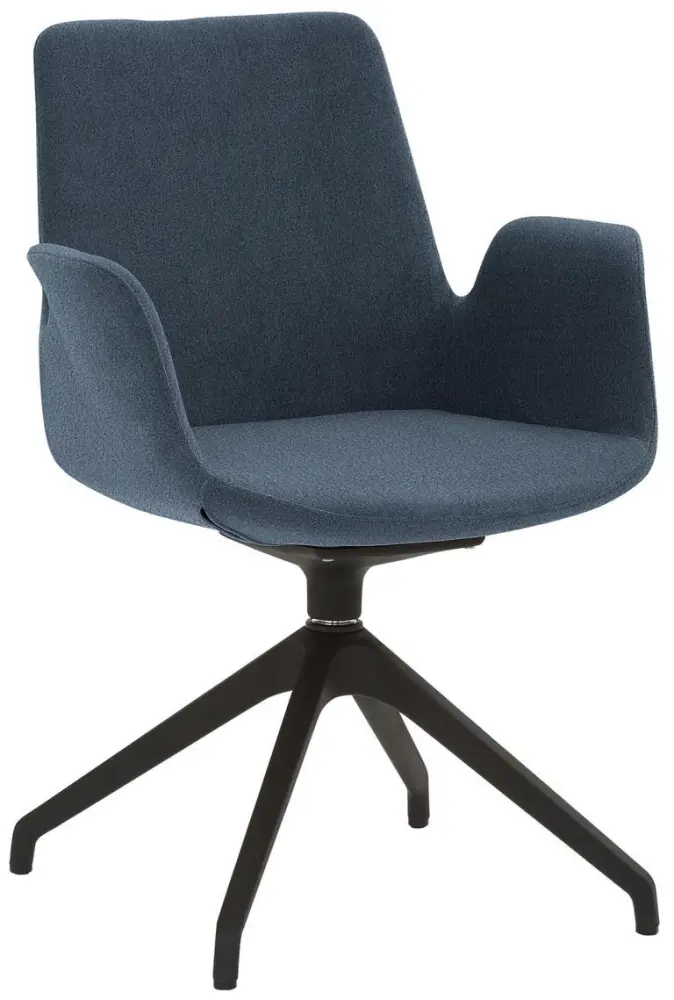 Mayer Sitzmöbel Sessel Sternfuß-Gestell Kunststoff schwarz 360° drehbar blau-meliert 2009_S3_26652