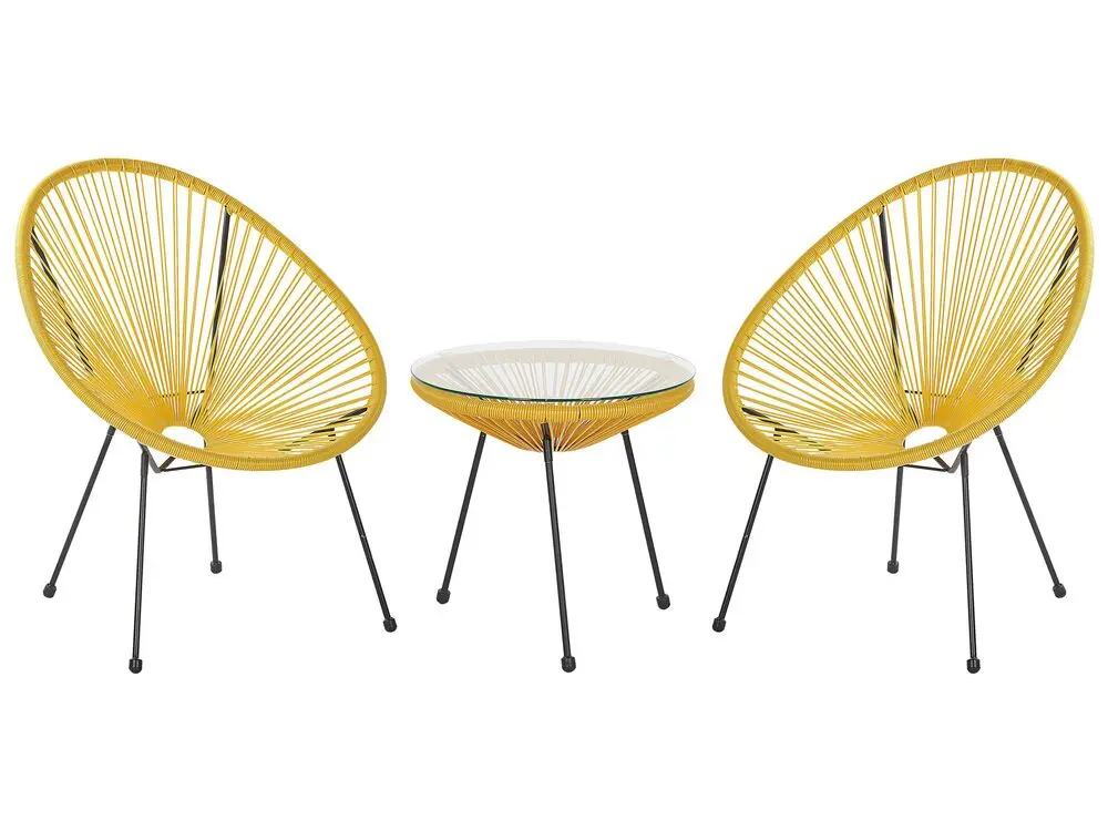 Bistro Set ACAPULCO II Polyrattan Gelb mit 5 Jahren Garantie