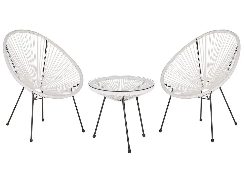 Bistro Set ACAPULCO II Polyrattan Weiß