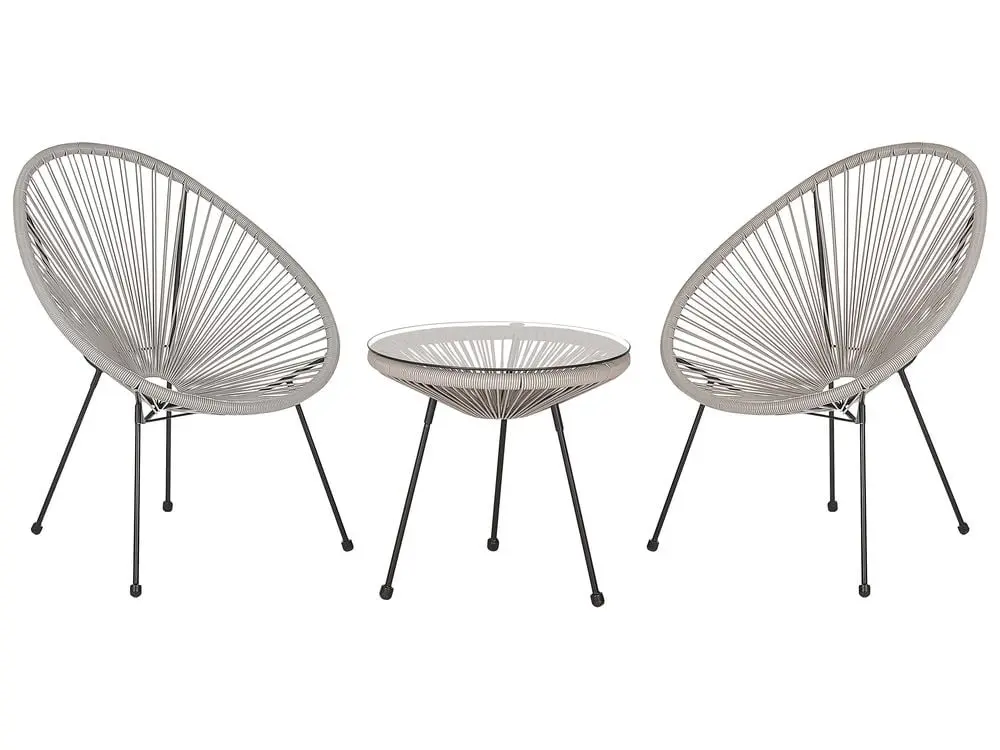 Bistro Set ACAPULCO II PE Rattan Light Grey
