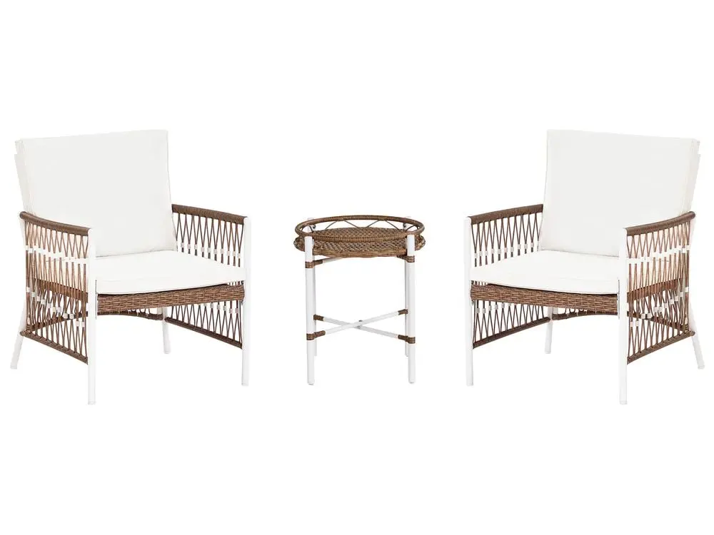 Bistro Set Cushions LEVICO Metal Weiß