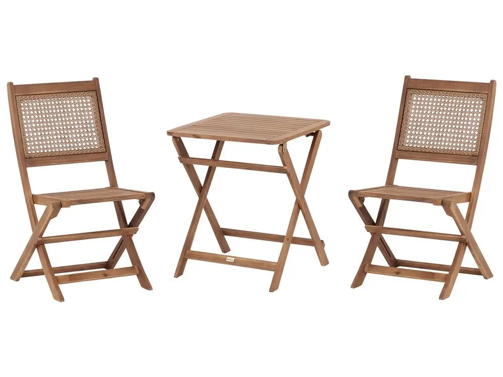 Bistro Set Folding PARAGGI Certified Acacia Wood Braun