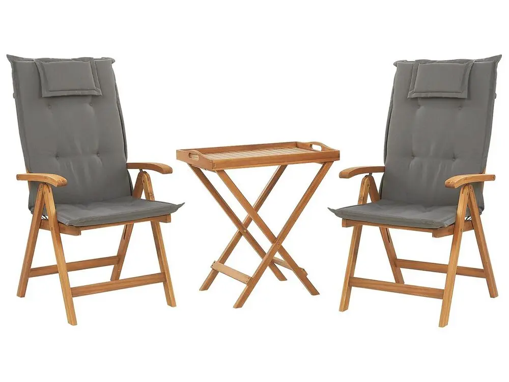 Bistro Set inkl. Kissen klappbar JAVA Holz Graphitgrau schnelle Lieferung