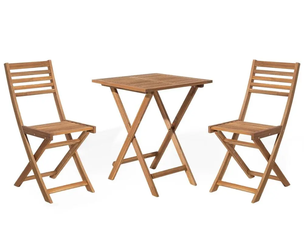 Bistro Set klappbar FIJI Holz Hellbraun schnelle Lieferung