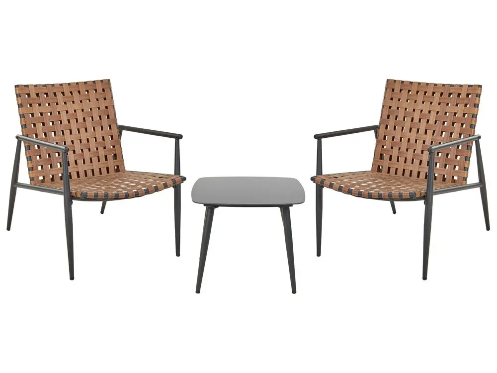 Bistro Set ZIRIA PE Rattan Braun