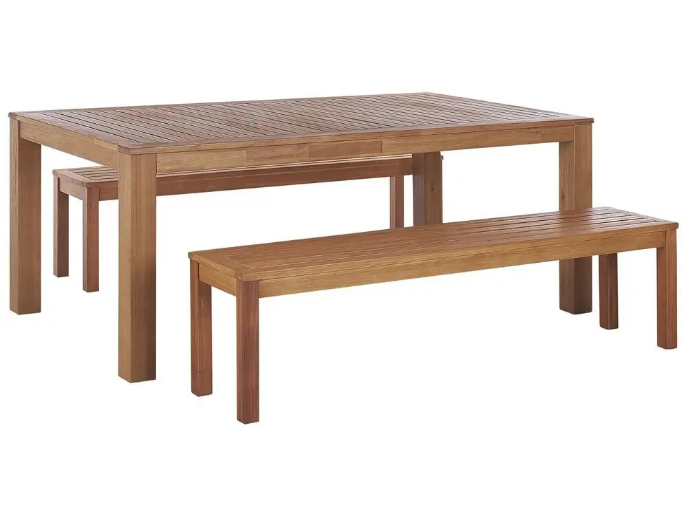 Garden Dining Set Benches 6 Seater MONSANO Eucalyptus Wood Erdbraun