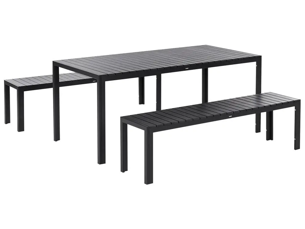 Garden Dining Set Benches 6 Seater NARDO Schwarz