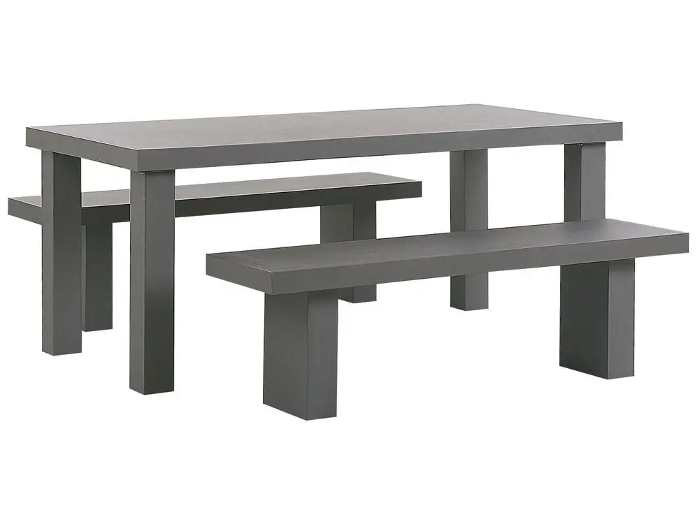 Garden Dining Set Benches 4 Seater TARANTO Concrete Grey