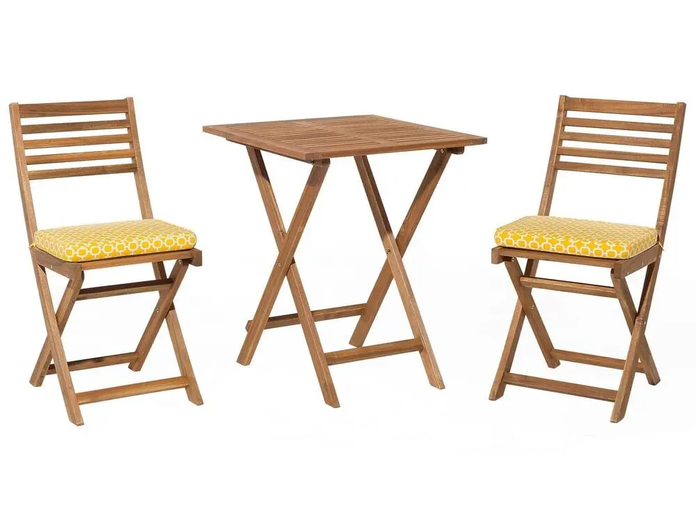 Klassisches Bistro Set Cushions FIJI Wood Honiggelb
