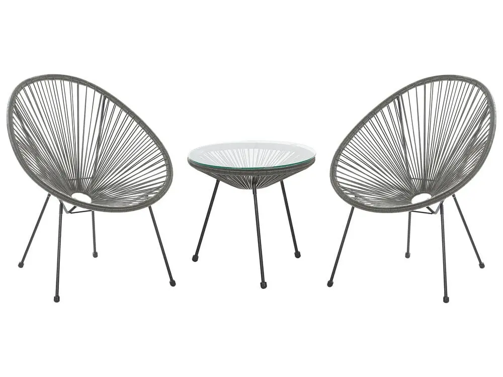 Loungemöbel- Bistro Set ACAPULCO II Polyrattan Dunkelgrau