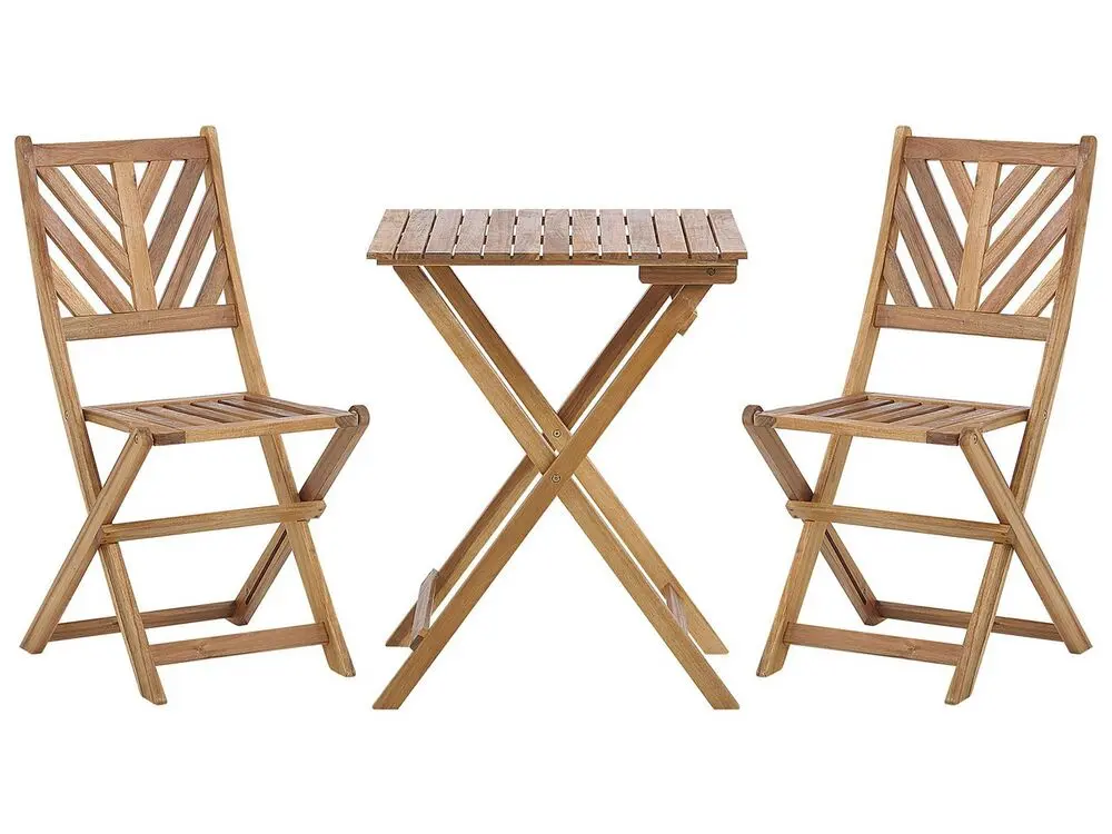 Premium Garten Bistro Set Folding TERNI Wood Braun