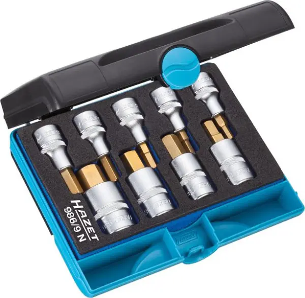 Hazet Schraubenzieher-Nusseinsatz Satz Vierkant hohl 125 mm (1/2 Zoll) Innen-Sechskant Profil 5 - 17 Anzahl Werkzeuge: 9 9...