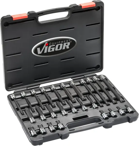 VIGOR Innenvielzahn Schraubenzieher-Verwendung Satz (XZN) Vierkant hohl 10 mm (3/8 Zoll) Innen Vielzahn Profil XZN M5 - M1...