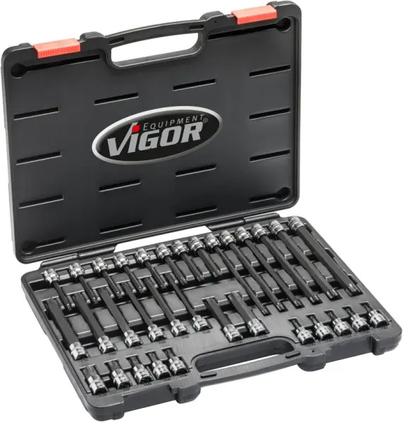 VIGOR TORX Schraubenzieher-Verwendung Satz Vierkant hohl 10 mm (3/8 Zoll) Innen TORX Profil T20 - T70 Anzahl Werkzeuge: 32...