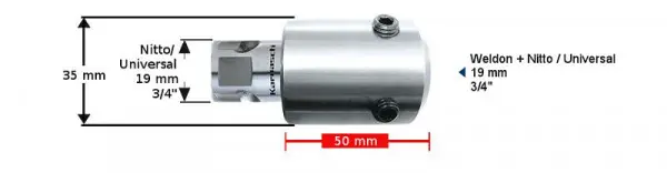 Karnasch Verlängerung 50mm Nitto Universal 19mm / 3/4' VE: 2 Stück 201406