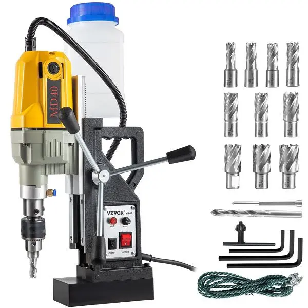 VEVOR 1100 W Magnetbohrer Magnetbohrmaschine 12000 N Elektrische Kernbohrmaschine Industrielle Bohrmaschine mit 12 Bohrer ...