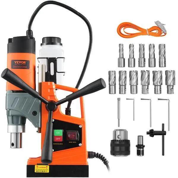 VEVOR Profi Kernbohrmaschine Magnetkraft 12500 N 850 U/min 1450 W Magnetbohrmaschine 40 mm Max. Bohrdurchmesser Orange CLZ...