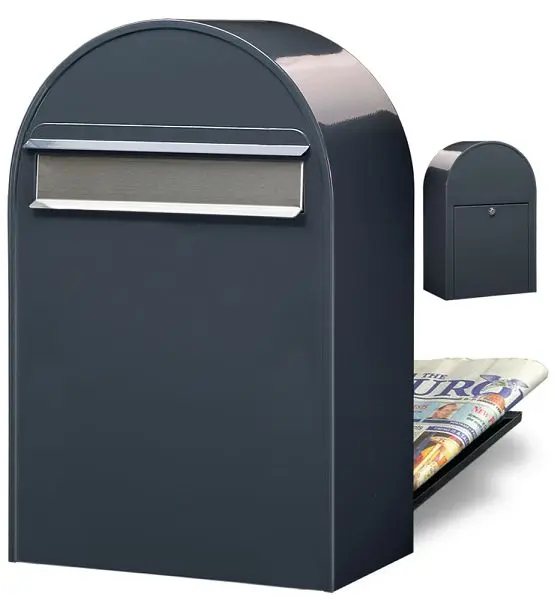Bobi Classic B Großraum-Briefkasten RAL 7016 und V2A Farbe: grau Klappe aus Edelstahl 01.01.09.55